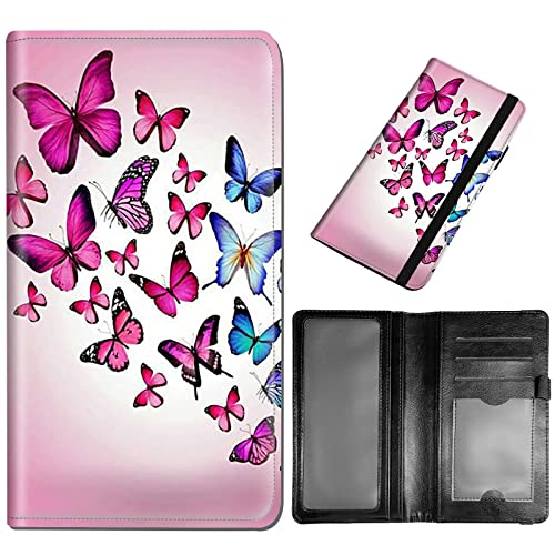 DEGDFSGR Checkbook Cover - Premium Leather Standard Duplicate Register Check Card Book Holder Wallet with RFID Blocking Function for Girl Men Women (Pink Flying Butterfly) - color: Pink Flying Butterfly