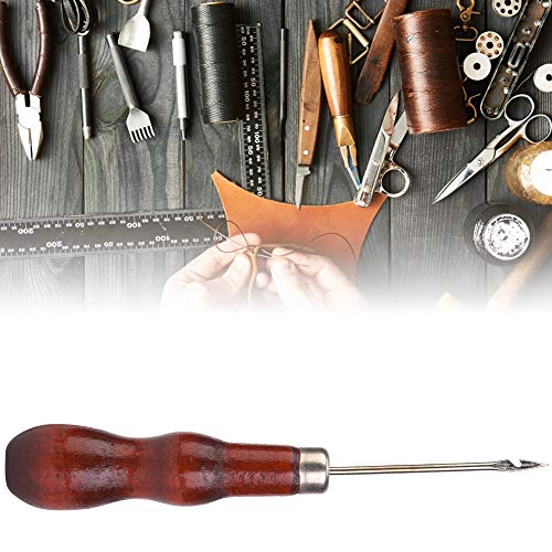 5PCS Wooden Handle Awl Hole Punch Sewing Stitching Awl Tool Shoe Repair Crochet Hook, Leather Scratch Awl for Punch Stitching Sewing DIY Hand-Made Leather Craft Repair Tools
