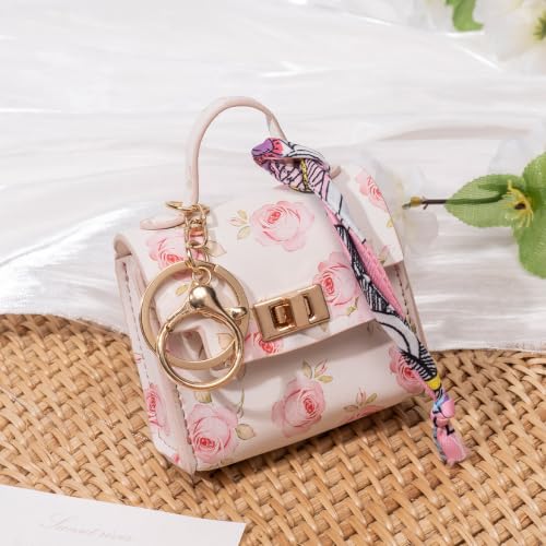 Coin Purse Mini Backpack KeyChain for Women Bag Charm for Earbuds - color: Rose