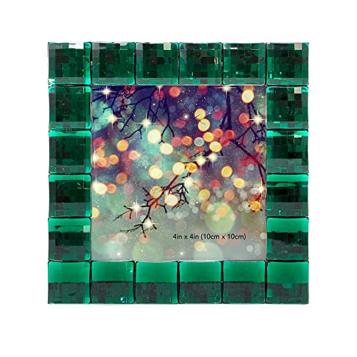Isaac Jacobs Decorative Sparkling Jewel Picture Frame (4x4, Emerald Green) | Jewel Picture Frame, Photo Display & Home Decor Two-way easel for vertical or horizontal display. Does NOT hang on wall - color: Emerald Green, size: 4x4