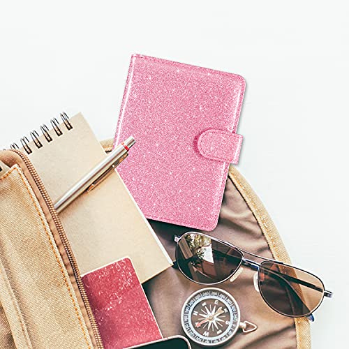Passport Holder Cover, ACdream Protective Premium Leather RFID Blocking Wallet Travel Case for Passport/Credit Card/Air Ticket, - color: Glitter Pink