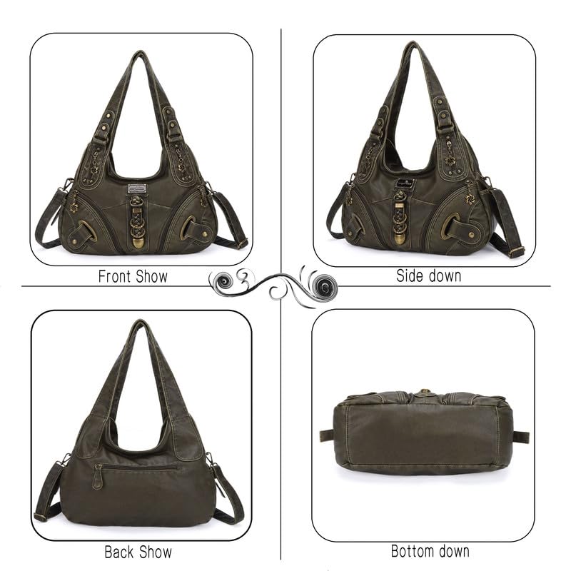 Angelkiss Hobo Purses and handbags for Women Satchel Handbag Women Purses Large Daily Shoulder Bags - color: 801green