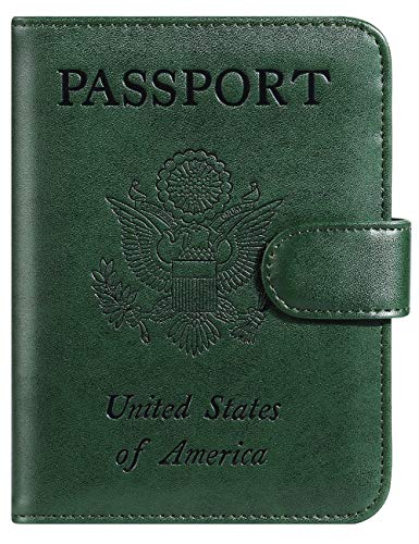 Passport Holder Cover Wallet RFID Blocking, Travel Essentials - color: Atrovirens