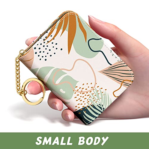 Credit Card Holder for Women, Small RFID Wallet Slim Leather Card Case - color: B-Leaf, size: Keychain