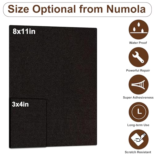 Numola Leather Repair Patch, 8×11 Inch Self-Adhesive Dark Brown | Vinyl Repair Tape; Fixes Scratches, Holes, And Tears; Ideal For Couch, Car Seat, Sofa, Chair, Diy Upholstery; First-Aid - color: Dark Brown, size: 8×11inch