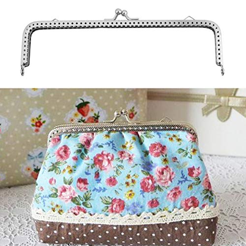 Silver Rectangular Kiss Lock Frame 7 Inch Purse Hardware for Bag Making Metal Clutch Purse Clasp Diy Craft Accessories