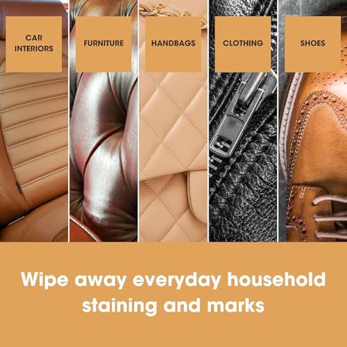 Furniture Clinic Leather Cleaning Wipes | 80 Count | 4-in-1 Clean, Nourish, Condition, & Restore Leather & Vinyl Furniture, Handbags, Jackets, Car Seats, Interiors & More | Residue & Streak-Free - style: Cleaning Wipes