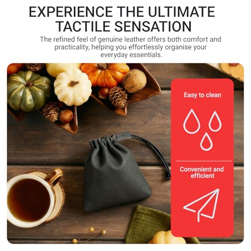 Drawstring Cowhide Bag, Simple Cowhide Retro Storage Bag Vintage Leather Pouch Small Bucket for Jewelry Wedding Gifts (Dark brown-large) - color: Dark Brown-large