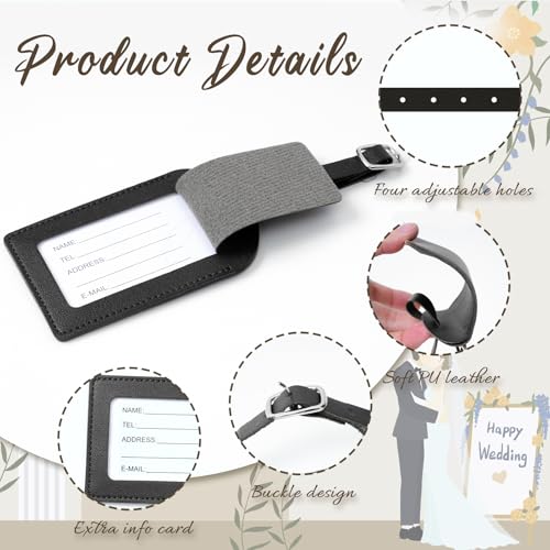24 Pack Leather Luggage Tag Black Wedding Favors Bulk Travel Tag - color: Black