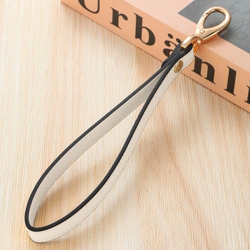 Genuine Leather Wristlet Strap - Universal Hand Lanyard Replacement - color: Gold - Off White