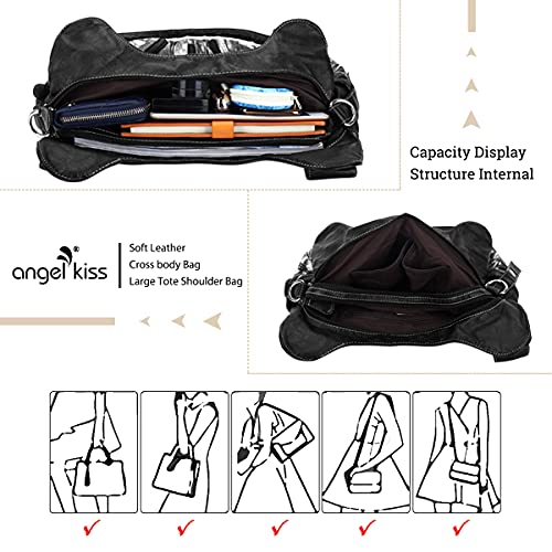 Angelkiss Hobo Purses and handbags for Women Satchel Handbag Women Purses Large Daily Shoulder Bags - color: Z-black