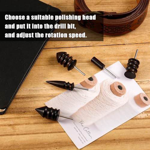 NQEUEPN 5pcs Leather Burnisher Bits for Rotary Tool, 5 Styles | Ebony Burnishing Machine Accessories for Leather Craft Edges