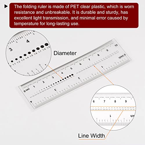 HARFINGTON Film Flexible 4 Inch 0.1mm Scale PET Plastic Folding Straight Ruler Calibration Soft Ruler Measuring Tool for Factory, Transparent - size: 10cm