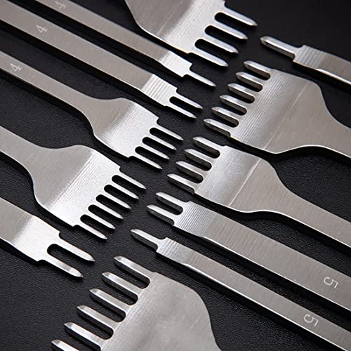 WUTA Leather Hole Punch Tool Pricking Iron Hole Puncher 6mm 1/2/4/6 Prong Tooth Lacing Diamond Stitching Chisel Set for DIY Leather Craft Kits (Silver) - color: Silver, size: 1nd 6mm 1/2/4/6