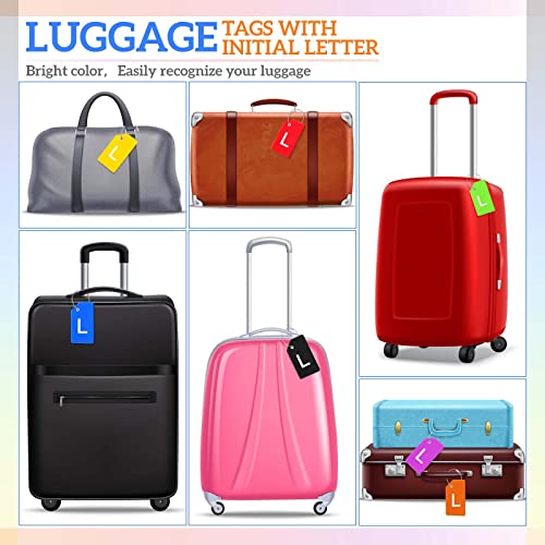 Sweetude 8 Pcs Luggage Tags Silicone Steel Loop, Letter L, Colorful - size: Letter L, style: Colorful