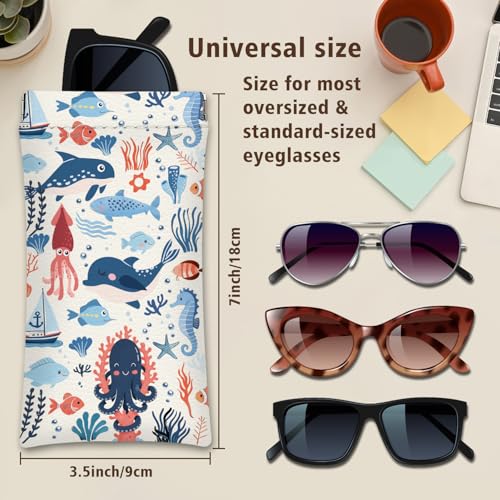 Eyeglasses Sunglasses Case,PU Soft Squeeze Top Glasses Pouch for Women Student,Animal Pattern Portable Anti Scratch - color: Blue