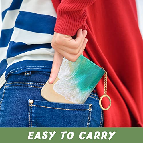 Credit Card Holder for Women, Small RFID Wallet Slim Leather Card Case - color: Beach, size: Keychain