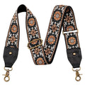 Nefelibata Purse Strap-2" Crazy Horse Leather Wide Shoulder Strap Adjustable Replacement,Retro knit Embroidery Multi-pattern Crossbody Bag Straps for Handbag,Crossbody Bags(Black Leather Embroidery) - color: Black Leather Embroidery