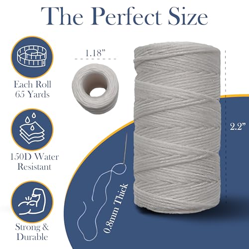 Waxed Thread 3X Wax Thread, 65 Yardx0.8mm Wax String, 150D Waxed Leather String in Black, Brown and White Perfect Dream Catcher Supplies - color: Black, Brown and White