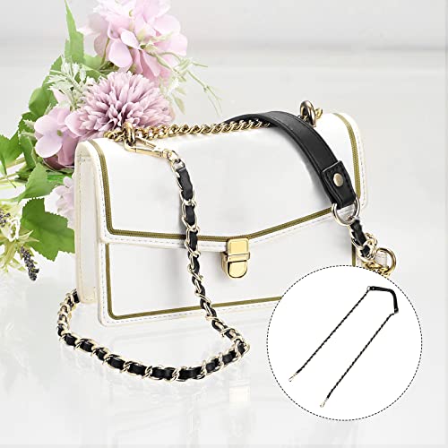 Uxcell Leather Iron Flat Chain Strap, 51" Handbag Chain Handles, Shoulder Replacement Strap, Black Gold - color: Black, Gold, size: 51"