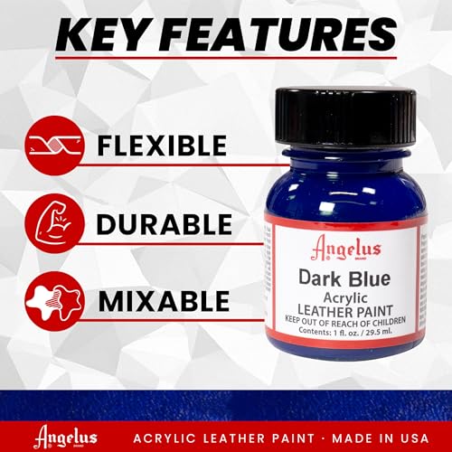 Angelus Acrylic Leather Paint, 1 oz, Dark Blue - color: Dark Blue, size: 1 Fl Oz (Pack of 1)