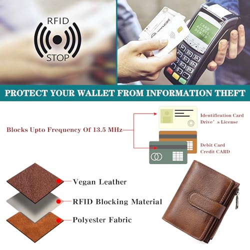 GOIACII Small Wallet Women RFID Blocking Trifold Clutch Ladies Credit Card Holder Zipper Pocket Wallets for Women Leopard Print - color: Leopard Print