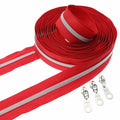 Leekayer #5 Silver Coil Zippers Bulk 5 Yards Red Tape 10pcs Silver Sliders - color: Black