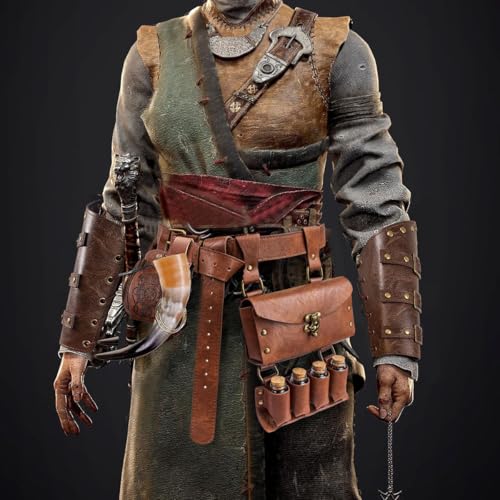 Renaissance Belt Pouch Purse Viking Bracer Hook Halloween Set Medieval Festival Costume Accessory Casual Fanny Pack Waist Bag - color: K7brown