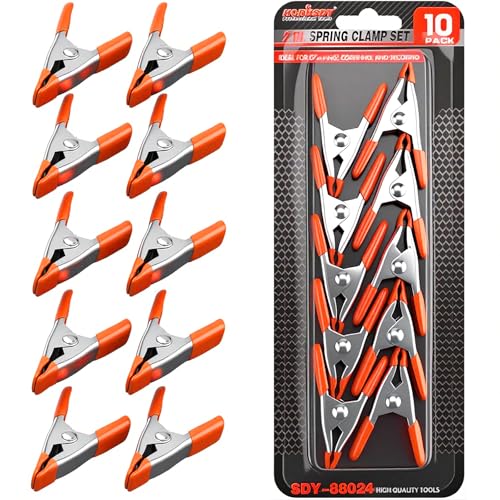 HORUSDY 10-Piece 2 inch Small Spring Clamp, Spring Metal Spring Clamps, 3/4"-inch Jaw opening - color: Orange, size: 2 inch 10-Piece
