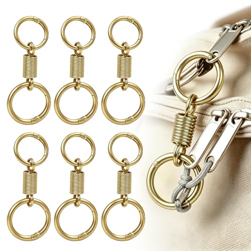 FENGWANGLI Zipper Clips Anti Theft, 6 Pcs Zipper Locks for Backpacks, Double Opening Antitheft Spring Carabiner Clasps for Travel Purse Luggage Suitcase Handbags Keys(Light Gold) - color: Light Gold Ring