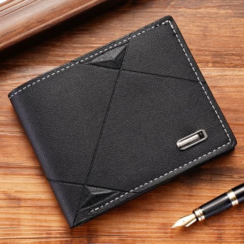 Slim Wallet for Men with Money Clip, Minimalist Wallet with Zipper, Bifold Mens Wallets with Credit Card Holder, PU Leather Men's Wallet with Coin Purse, Carteras Para Hombres (Black H) - color: Black H
