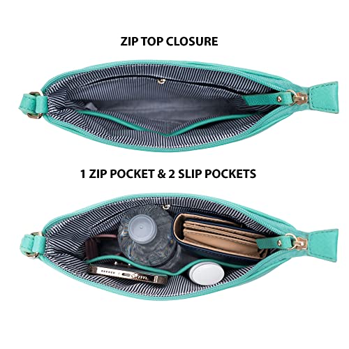 Solene Crossbody Bag Functional Multi Pocket Messenger Purse Top Zip Closure Shoulder Handbag With Adjustable Strap - color: Turquoise