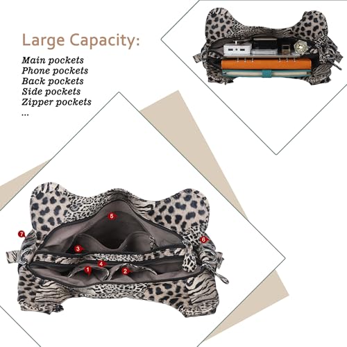 Angelkiss Hobo Purses and handbags for Women Satchel Handbag Women Purses Large Daily Shoulder Bags - color: Brown\black-leopard