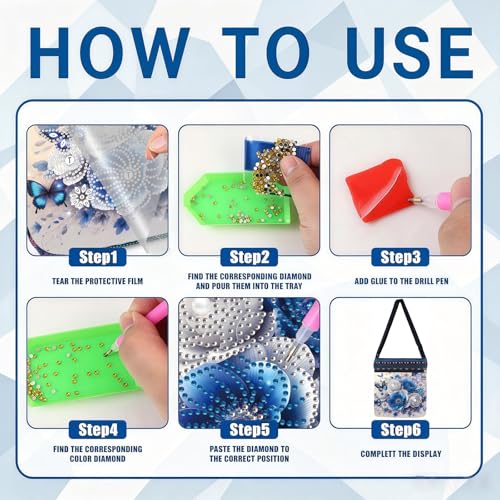 LSQFS 5D DIY Diamond Painting Crossbody Bag, PU Leather Butterfly Purse, Diamond Art Kits for Adults, Art Bag, Craft Kits for Adults Women, Creative Handmade Gift - color: Butterfly flowers 3