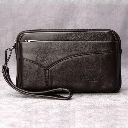 Leather Clutch Purse Wallet Men Wrist Bag - color: #10coffee