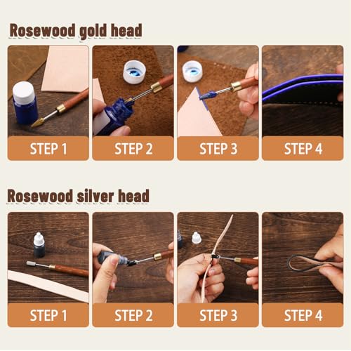 Jmuiiu 2 Pcs Leather Edge Dye Pen, Leather Edge Printing Tool for Craft | Red Brown Colors Edge Roller Pen Applicator, Edge Coating