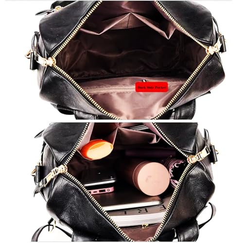 Women's Fashion Backpack Purse for Women Leather Multipurpose Design Ladies Shoulder Bag Travel bag Satchel Handbags - color: Black-p