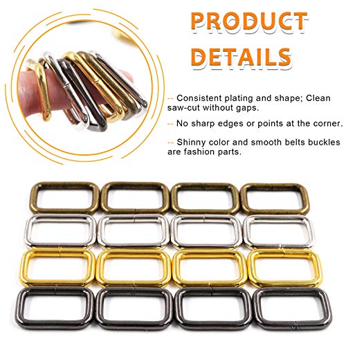 1 inch 25mm Metal Belt Buckle Hardware Assortment Webbing Strap Loops Clasp for Belt Craft DIY Accessories - style: Rectangle Rings