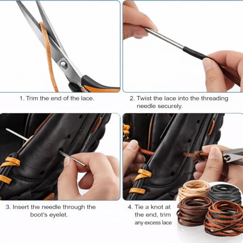 Frienda 4 Rolls Genuine Leather Strips 3 mm 22 Yard Flat Lace Cord