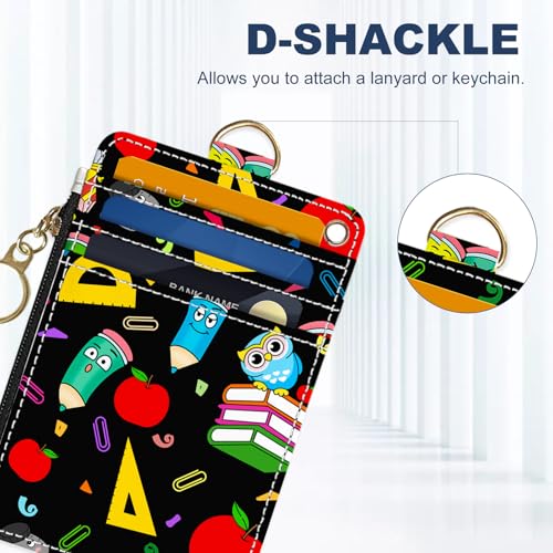 Slim Wallet Credit Card Holder, Colorful Stationery, RFID Wallet Women Cute Small Front Pocket Wallet With Zipper, PU Leather Thin travel RFID Blocking Card Case ID Window,Ladies Gifts - color: Colorful Stationery