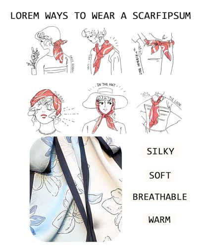 Head Scarf Purse Handle Neck Satin Hair Scarfs For Bag Lightweight Silky Long Thin Women's Fashion Scarves 59 * 5.9” - color: H21-light Blue Flowers(59*5.9inch)