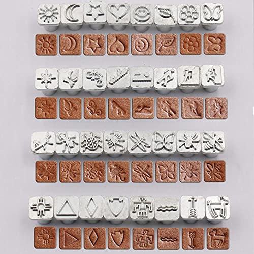 32PCS Animal Design Metal Stamps, Leather Different Shape Punch Set DIY Plant Craft Stamping Tool Kit for Jewelry Leather Supplies