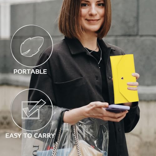 BLMHTWO Cash Wallets for Women - Reusable Leather Cash Envelope Wallet for Budgeting, Billing (Yellow) - color: Yellow
