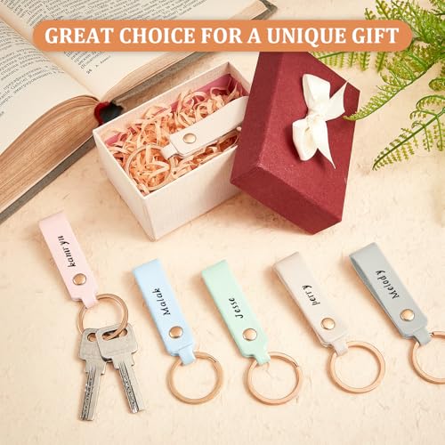 Wavyknot 100 Pcs PU Leather Keychain Blanks Bulk Laser Engraving Blanks Keychain Kit with Key Rings for DIY Key Chains Craft(3.7 x 0.7 Inches, Vivid Color) - color: Vivid Color, size: 3.7 x 0.7 Inches
