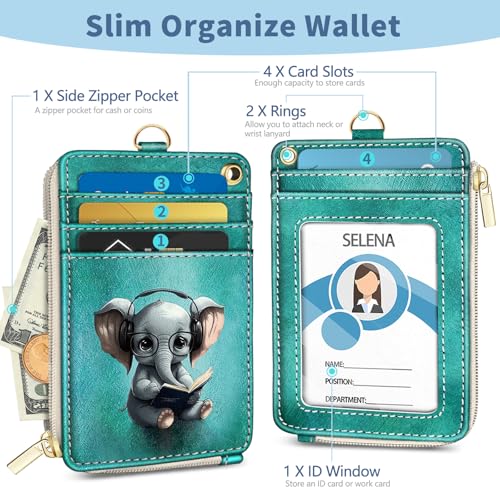Elephant Lanyard Wallet with Id Badge Holder Keychain Card Women - color: Elephant