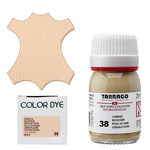 Tarrago Leather Dye Kit with Deglazer and Applicator - Restore & Recolor Shoes, Boots, Purses, Wallets, Jackets, and Furniture - Rich Pigment - 25mL - color: Buckskin Brown #38