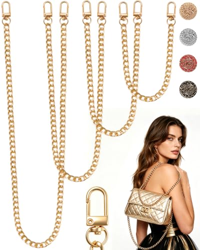 FIVEIZERO 4 Sizes Rose Gold Purse Chain, Flat Gold Bag Chain | Metal Strap Extender Replacement, Purse & Bag Chains Straps for Handbag, Shoulder Crossbody Clutch bag, 15.7/23.6/31.5/47.2in - color: Rose Gold