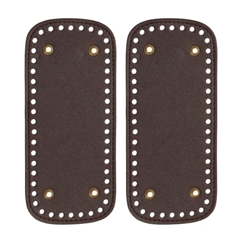 PATIKIL 7.9 x 3.5inch Leather Bag Bottom, 2 Pcs PU Leather Bag Bases Purse Making Knitting Rectangle Crochet Bottom Shaper Pad with Holes Durable for Crochet DIY Handbag Tote, Dark Brown - color: Dark brown