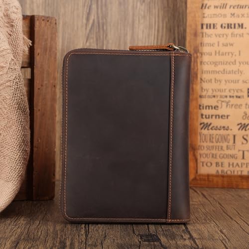 Polare Full Grain Leather Dual Passport Wallet and RFID Blocking Bifold Passport Cover Travel Document Organizer Holder 2 Passports (Dark Brown)