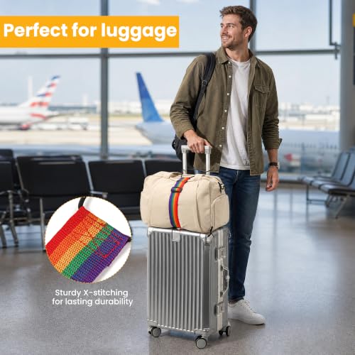 Black Adjustable Elastic Luggage Straps for Suitcase, Travel Bungee Straps | Multi-Purpose Compact Travel Accessory to Secure Extra Luggage Bags and Free Your Hands On Trips - color: Black
